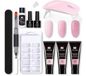 Nee Jolie Juego de Gel de Uñas con Lámpara de Uñas 3 Colores 15ml Esmalte de Gel de Uñas Top Coat & Base Coat Set de Gel de Uñas LED Kit de Inicio ...