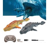 Juguetes de buceo realistas Mosasaurus para el control remoto del niño Mosasaurus juguete con luz y agua spray para el lago de la piscina Amarillo