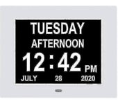 Demencia digital Reloj Calendario Reloj Día Fecha Reloj Grande Pantalla grande Claro sin abreviar Hora y fecha White