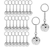 Llavero de bola de discoteca,24 piezas Disco Ball Party favorece llavero 70S Llavero de discoteca Silver Mirror Bal Plata