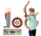 Juego de tiro con arco para niños que incluye tablero, soporte para flechas, ventosa, flechas y luces LED, arco para niños, juego al aire libre