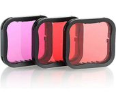 Paquete de 3 filtros de buceo para GoPro Hero 5 6 7 Carcasa de buceo Super Suit negro - Filtro rojo, rojo claro y magenta - Mejora los colores para...