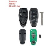 Llave remota inteligente para automóvil de 3 botones aptos para Ford Focus C-Max Mondeo Kuga Fiesta B-Max 433MHZ Negro