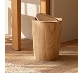 Fruushop Cubo de basura de madera con tapa abatible Cubo de basura para el hotel Cubo de basura Sala de estar Dormitorio con tapa Cubo de papel aba...