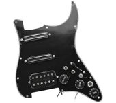 Pickguard de guitarra eléctrica con cableado de un solo corte Golpeador de guitarra precableado cargado para Strat G Negro