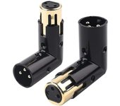 Enchufe adaptador de audio 2PCS ajustable macho a hembra Adaptador XLR de ángulo recto de 3 pines negro (adaptador XLR de 90 grados)