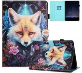 Para Samsung Galaxy Tab S6 Lite (2024/2022/2020) P610 Funda de soporte de cuero con patrón elegante con ranuras para tarjetas Fox