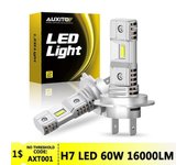 AUXITO 2Pcs H7 LED 60W 16000lm Luz frontal 12V 6500K LED H7 Bombilla sin ventilador Mini 1:1 Wireless 5530 CSP Chip Lámpara de cabeza de coche de a...