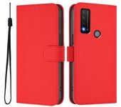 Estuche de PU de color sólido para TCL 20 R 5G Rojo