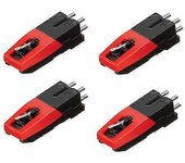 Tocadiscos de 4 piezas de reemplazo de agujas de lápiz óptico para LP Crosley Ion Jensen 1Byone Phonograph Re rojo negro