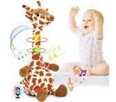 Zhiyi Juguete de peluche de jirafa parlante, juguete de bebé de grabación de canto de baile, juguete de peluche interactivo luminoso para bebés de ...