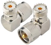Conector Nirvana UHF macho a UHF hembra Conector SO239 PL259 Conector PL259 en ángulo recto Conector UHF UHF Cable coaxial en forma de L de 90 grad...