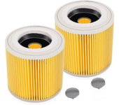 Filtro de cartucho para aspiradora Karcher - Paquete de 2 - Filtro de repuesto para WD3, WD2, WD3P, MV2, MV3 - Número de pieza 6.414-552.0/6414552