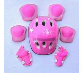 7 piezas Casco Rodillera Codo Rodilleras Esponja de plástico Niños Patinaje sobre ruedas Casco Muñequera Rosa