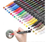 Plumas de pintura acrílica para kit de pintura rupestre, vidrio, artesanía, cerámica, piedra, tela, madera, 18 colores Rotulador permanente pluma, ...
