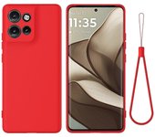 Para Motorola Edge 50 Neo 5G Funda de teléfono de silicona líquida antiarañazos con correa de mano Rojo