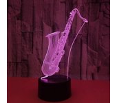 Qinwei 3D Lámpara Ilusión Luz Nocturna Regulable 16 Cambio de Color Toque Mágico Saxofón Decoración de Mesa para Amantes de la Música Estilo 16