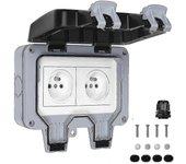 Enchufe impermeable Doble enchufe eléctrico al aire libre Ip66 Enchufe de pared impermeable