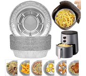 10pcs Air Fryer Liner Round Aluminium Foil Trays Containers Aluminum Foil Tin Box 7in-10pcs
