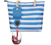 Bolso de lona de vino de playa Bolso de mano con dispensador oculto compartimento aislado Azul