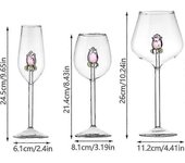 Copa de vino rosado con rosado en el interior Copas de cóctel de copa de vino de cristal Flautas de champán Copa de vino tinto para bodas Cumpleaño...