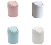 Mini cubo de basura Bote de basura de escritorio Cestas de basura Rollo de mesa Tapa oscilante portátil Gris