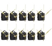 10Pcs DIY Movimiento Silencioso Husillo Manos Pared Reloj de Cuarzo Mecanismo de Movimiento Herramientas de Reparación Kit de Reloj de Pieza oro negro