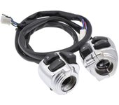 Motocicleta 1 pulgada 25 mm Interruptor de control del manillar Arnés Bocina Interruptor de luz de señal de giro para Dyna Softail Plata