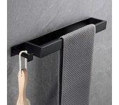 Toallero con perchero de gancho autoadhesivo sin taladrar para baño o cocina Acero inoxidable negro 40cm [clase energética E]