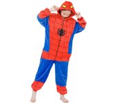Niños Niños Niñas Spiderman / puntada Mono Mono con capucha Ropa de dormir Pijamas Hombre-Araña Rojo 5-6 Years