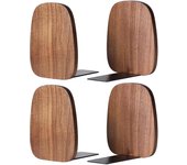 Soporte de sujetalibros de madera para estantes,Tapas de libros decorativas para libros/dvds/móviles 14x12x10.8 cm (madera de nogal)-MXBC Pares de ...