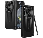 Para OnePlus Open Case Cubierta de PC con protección de bisagra de película de vidrio templado con lápiz óptico / ranura para lápiz óptico Negro St...