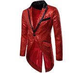 Sliktaa Mens Sequin Swallowtail Suit Jacket Party Show Tux Dress Coat