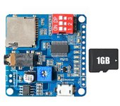 Módulo de reproducción de voz, módulo reproductor MP3 + tarjeta de memoria de 1 GB, disparador de E/S UART, placa amplificadora de clase D de 5 W D...