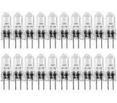 20 piezas G4 halógenas, 20w 12v luz halógena bombilla de lámpara clara de 2 pines, para iluminación de cocina, luces de señal, tr