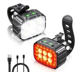 Juego de luces de bicicleta súper brillantes, luz LED recargable USB para bicicleta, luz de bicicleta para conducción nocturna, frente de bicicleta...