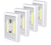 4pack de luz de armario, luz de grifo que funciona con baterías, luz de interruptor súper brillante, montaje en pared debajo del gabinete Blanco