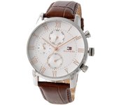 Tommy Hilfiger 1791400 Reloj con correa de cuero genuino marrón para hombre One Size
