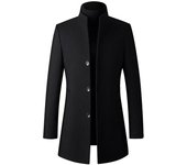 Sliktaa Chaqueta térmica para hombres Slim Fit abrigo de lana Azul oscuro L