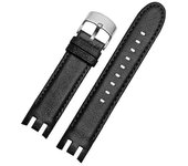 21 MM Correa de Correa de Reloj de Cuero Suave Grano de Cocodrilo Vintage para Swatch YRS403 Negro 2