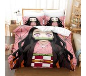 Manga Bed Comforter Sets Twin Full Queen King Size Demon Slayer Tanjirou Nezuko Anime Edredón Juegos de Cama y Funda de Almohada para Fan Teen King...