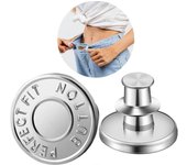 Alfileres de botón para jeans, sin costura Alfileres de botón de jean de repuesto, botón instantáneo ajustable y extraíble (10 piezas, plata)