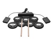 7 pads batería eléctrica, kit de batería enrollable portátil con pedales de batería baquetas, regalo para niños adultos