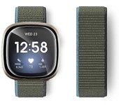 Para Fitbit Versa 4 / Sense 2 Soft Nylon Watch Bands Sport Loop Strap Replacement Bracelet Verde oliva oscuro
