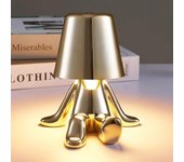 Heyone Lámpara de mesa de control táctil junto a la cama, Lámpara de mesa LED Golden Man Statue, USB recargable, atenuador de 3 velocidades, sala d...