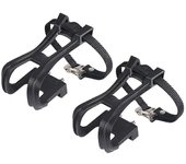 Pedales de bicicleta con clips y correas para ciclismo al aire libre y bicicleta estática de interior Negro