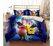 Ss-4 3D impreso Bob Esponja Pantalones cuadrados Juego de ropa de cama Funda de edredón Funda de edredón Funda de almohada Individual Doble Niños R...