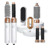 Envoltura de aire para moldeador de cabello 5 en 1, cepillo de aire caliente, secador de pelo, envoltura de planchas (oro blanco)