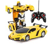 Transformador de coche jugando juguete con juguete remoto anti-caída del coche para el día de 's Amarillo