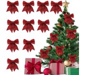 Phwj Arco rojo de Navidad, 10 piezas Arco rojo del árbol de Navidad, Decoración del árbol de Navidad para colgaduras del árbol de Navidad, Decoraci...